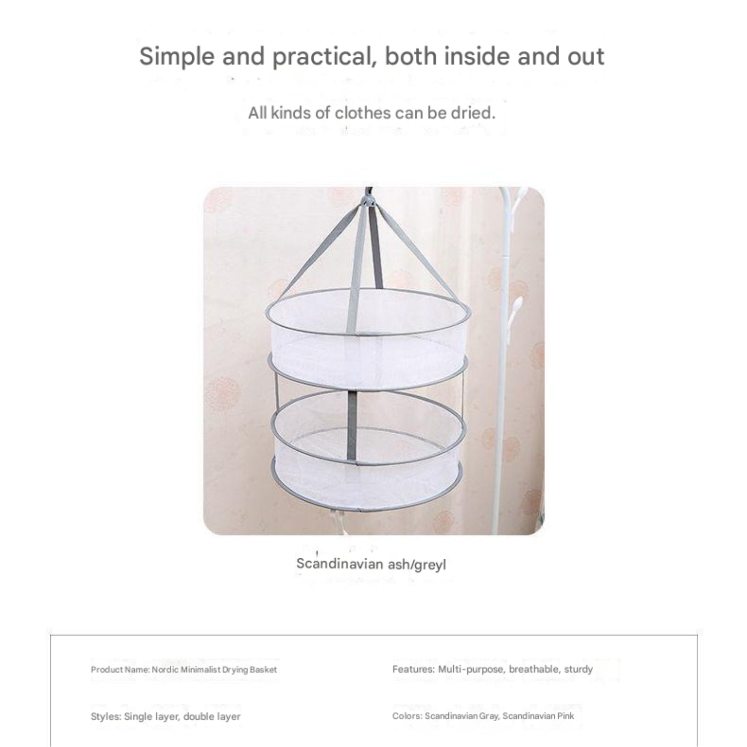 Foldable Clothes Drying Rack Net Basket for Socks & Underwear – Deformation-Resistant Hanging Dryer