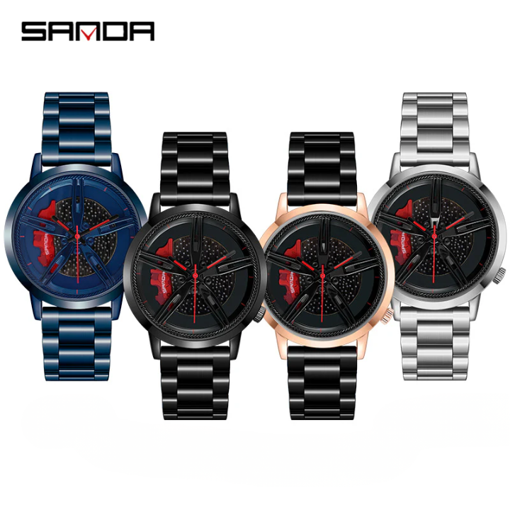 Sanda Men's Quartz Watch – Sports Car Series, Steel Band, Waterproof Stylish Timepiece
