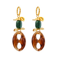 Turquoise Geometric Resin Earrings – Trendy Stainless Steel Chain Design for Women
