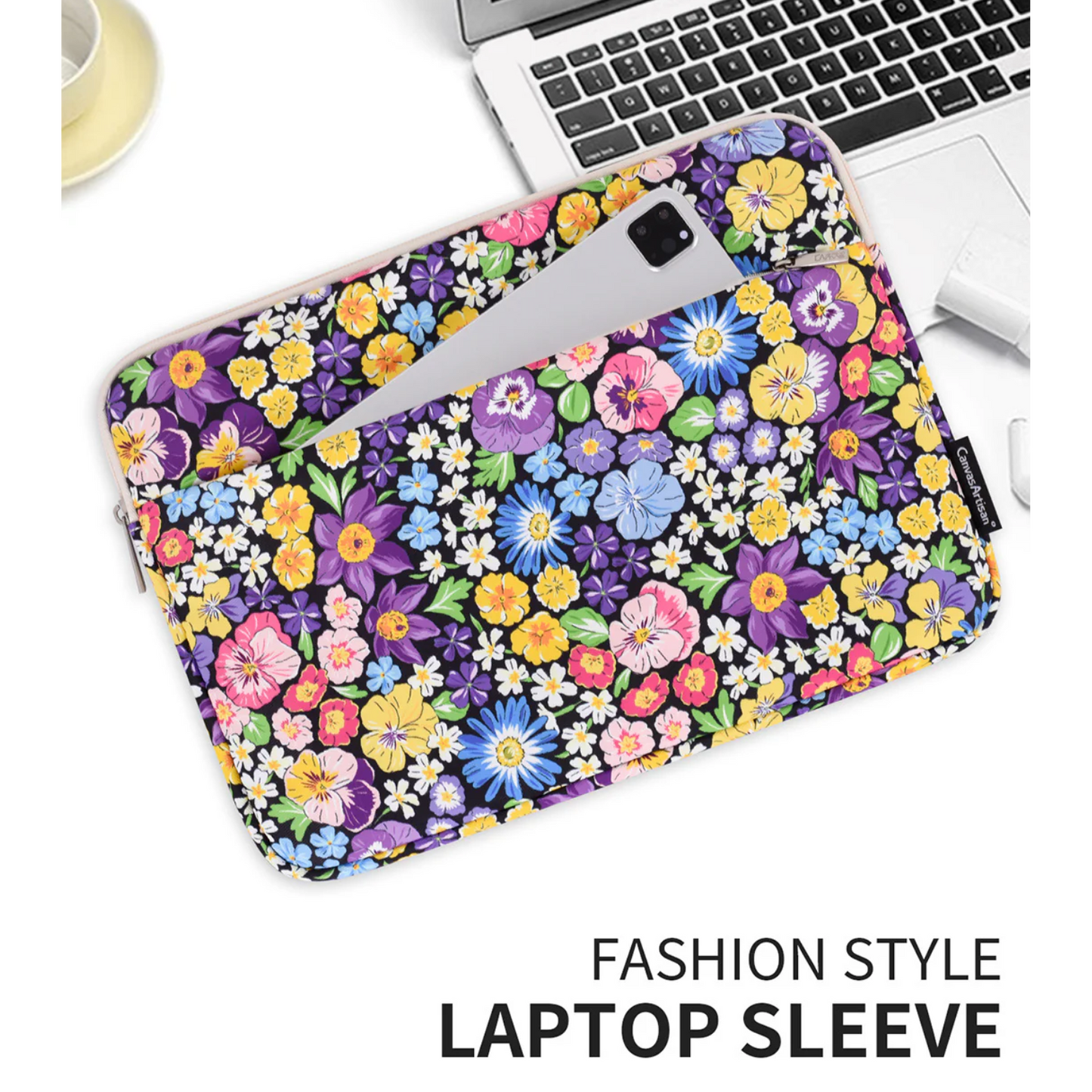 Waterproof Laptop Sleeve – Garden Bloom Floral Zipper Case for 11–15” Laptops