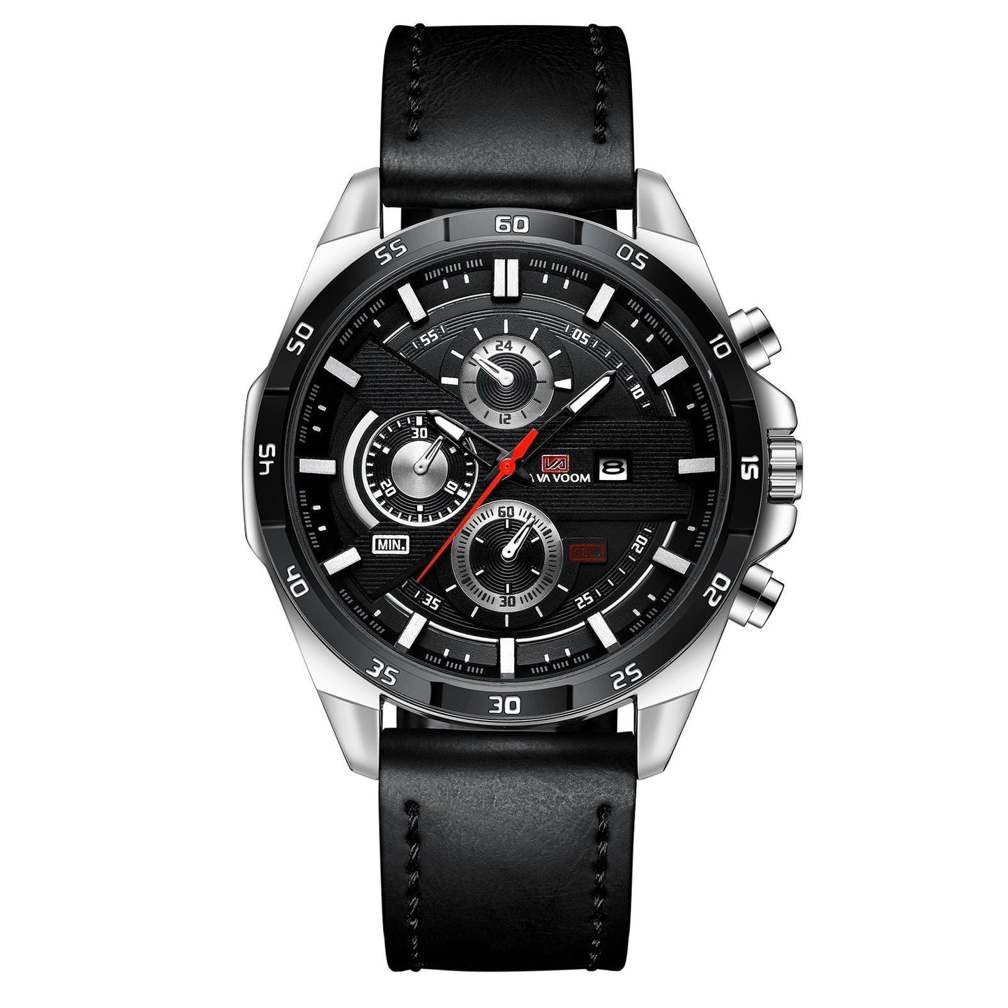 VA VA VOOM Va-216 Leather and Steel Strap Chronograph watch For Men