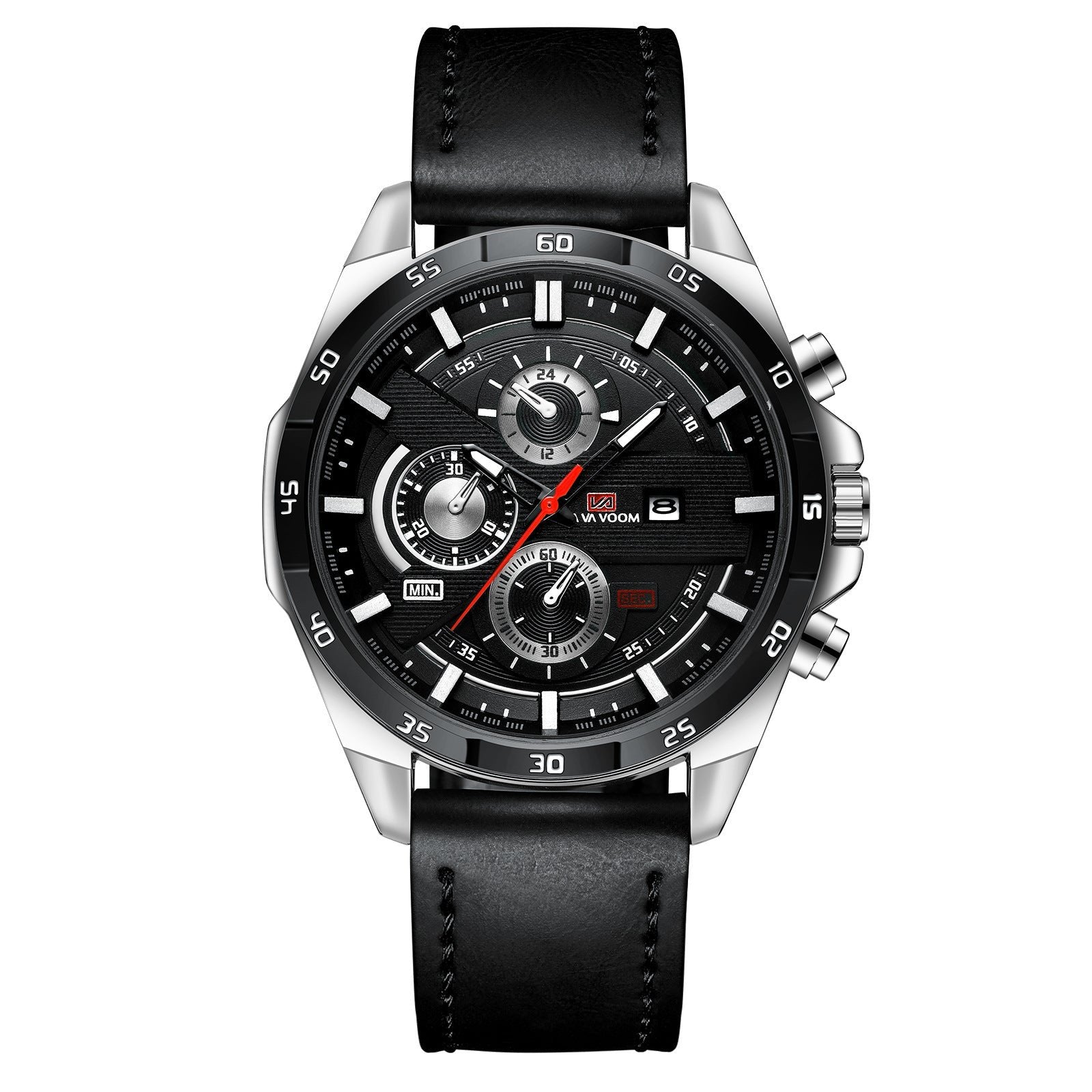 VA VA VOOM Va-216 Leather and Steel Strap Chronograph watch For Men