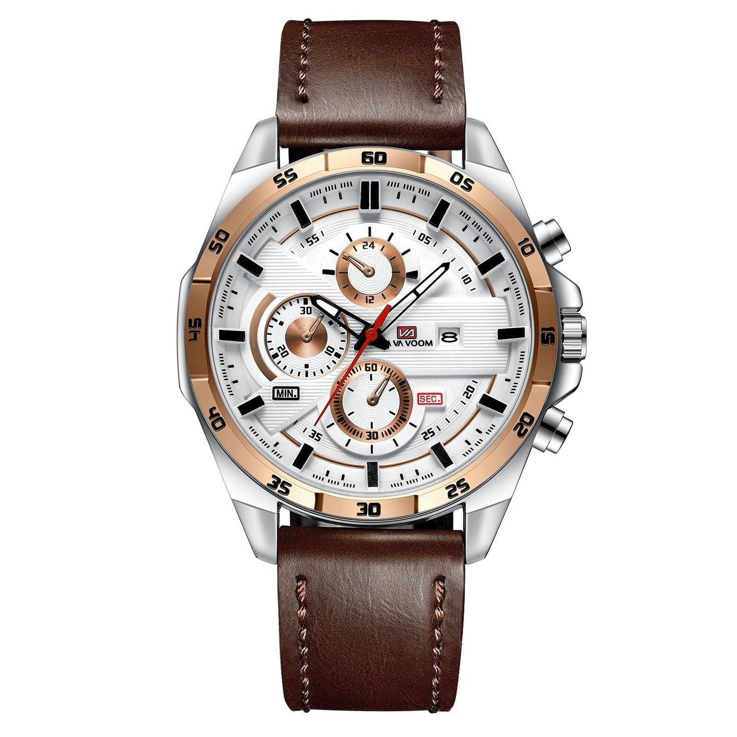 VA VA VOOM Va-216 Leather and Steel Strap Chronograph watch For Men