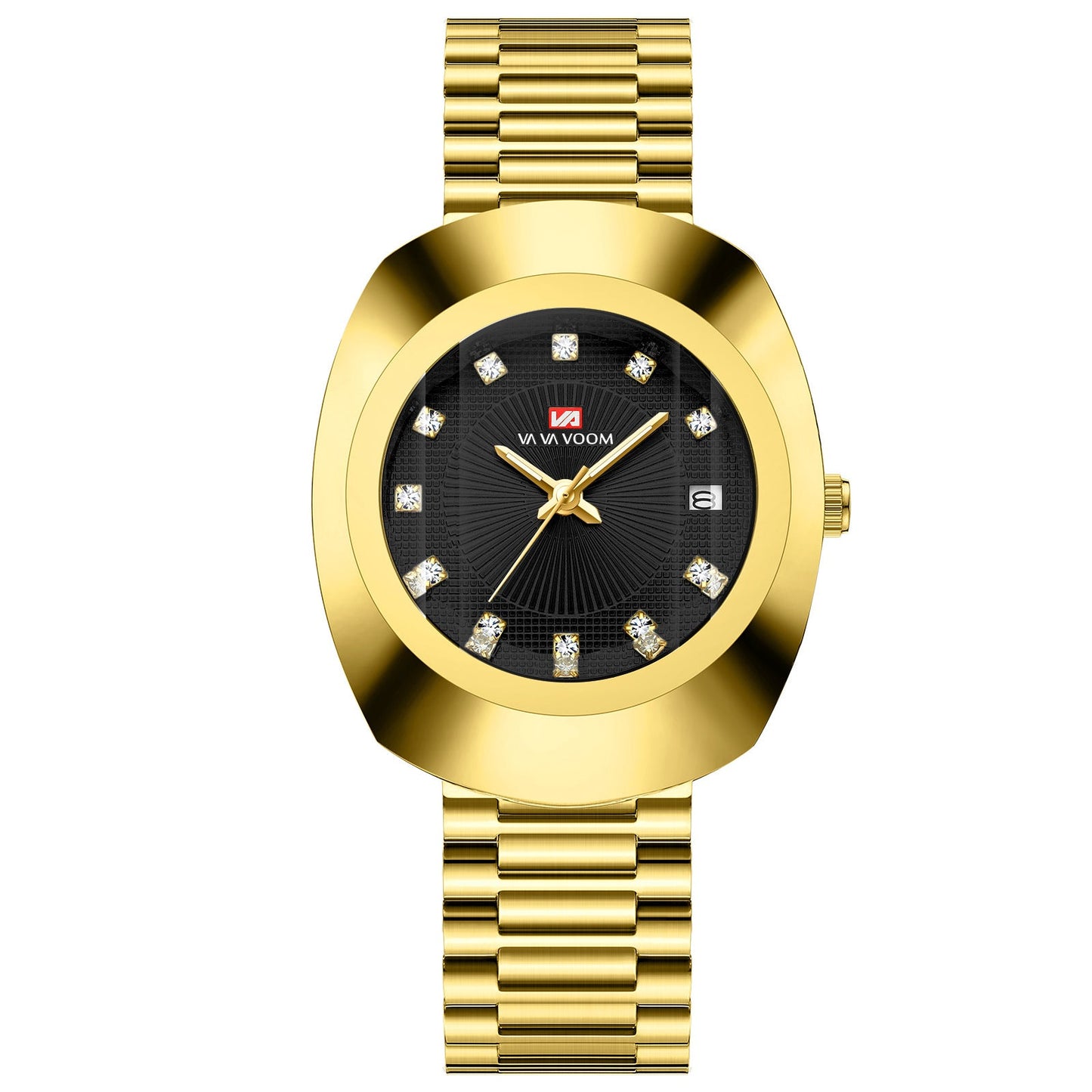 Va Va Voom Couple Quartz Watch Yellow Gold Diamond Waterproof Steel Belt Watch