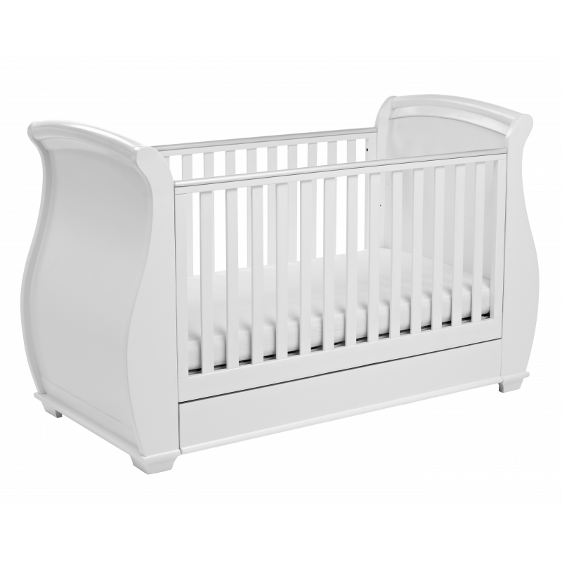 Bel Sleigh Drop Side Cot Bed White