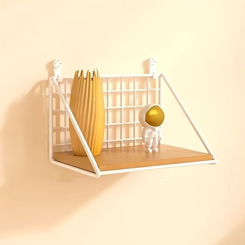 Metal Wall-Mounted Storage Rack - Floating Shelf, Punch-Free Hanging Organizer