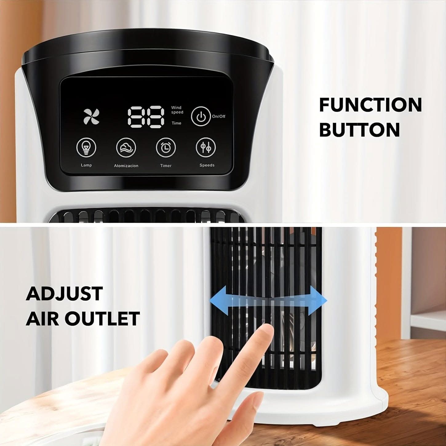 3-In-1 Portable Air Conditioner, Humidifier & Fan with Atmosphere Light