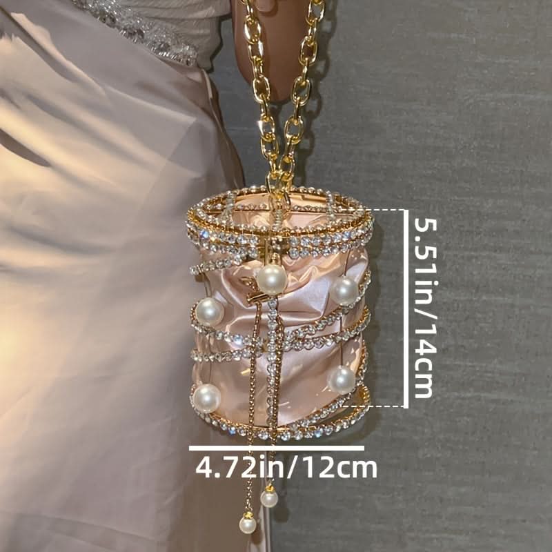 Champagne Rhinestone Evening Clutch Bag