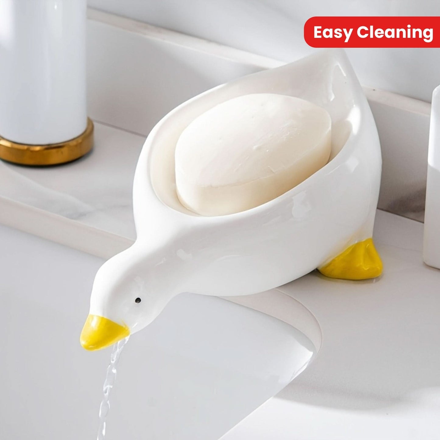 Cute Duck-Shaped Self-Draining Soap Dish – Waterfall Design Soap Holder