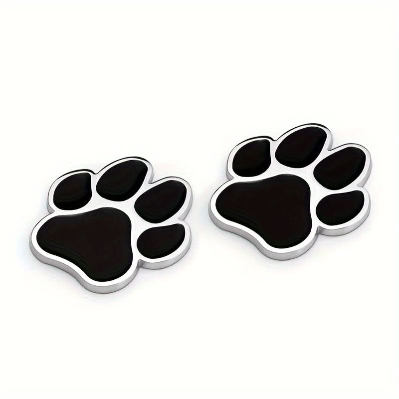 Chrome Dog Paw Car Decal – Metal Footprint Sticker for Cars & Motorcycles