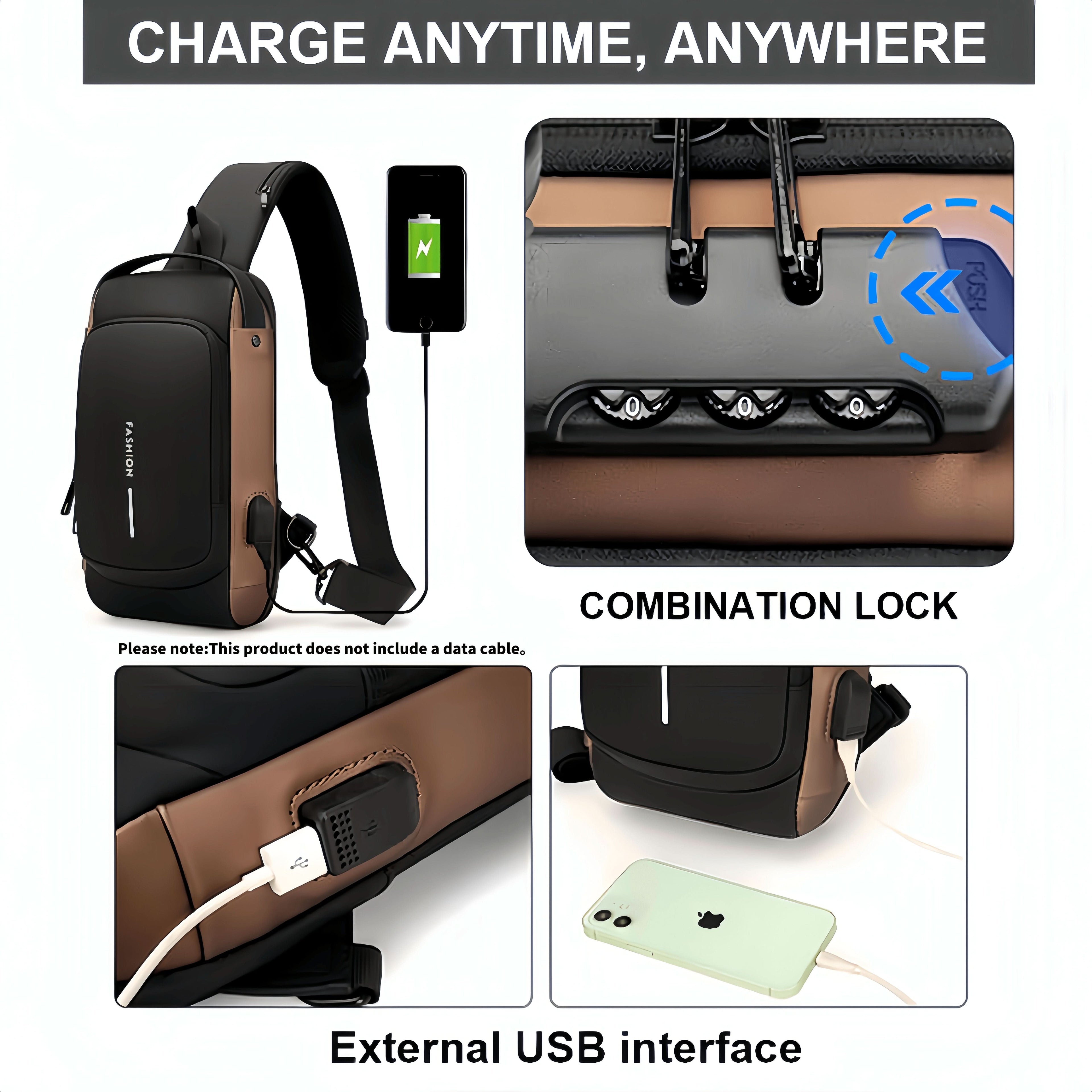 Stylish Multi-Functional Sling Bag With Advanced Password Lock