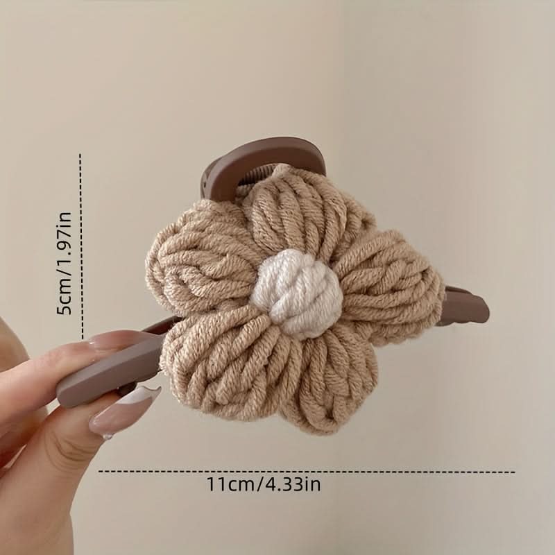 2PCS Large Knitted Floral Hair Claw Clips – Strong Grip for Thick or Thin Hair