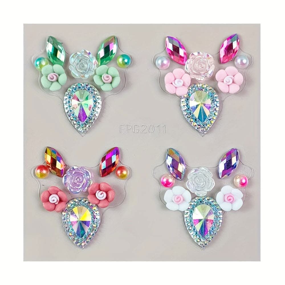20-Pack Hexagon Gem Face Stickers – Rainbow Eyebrow Rhinestone