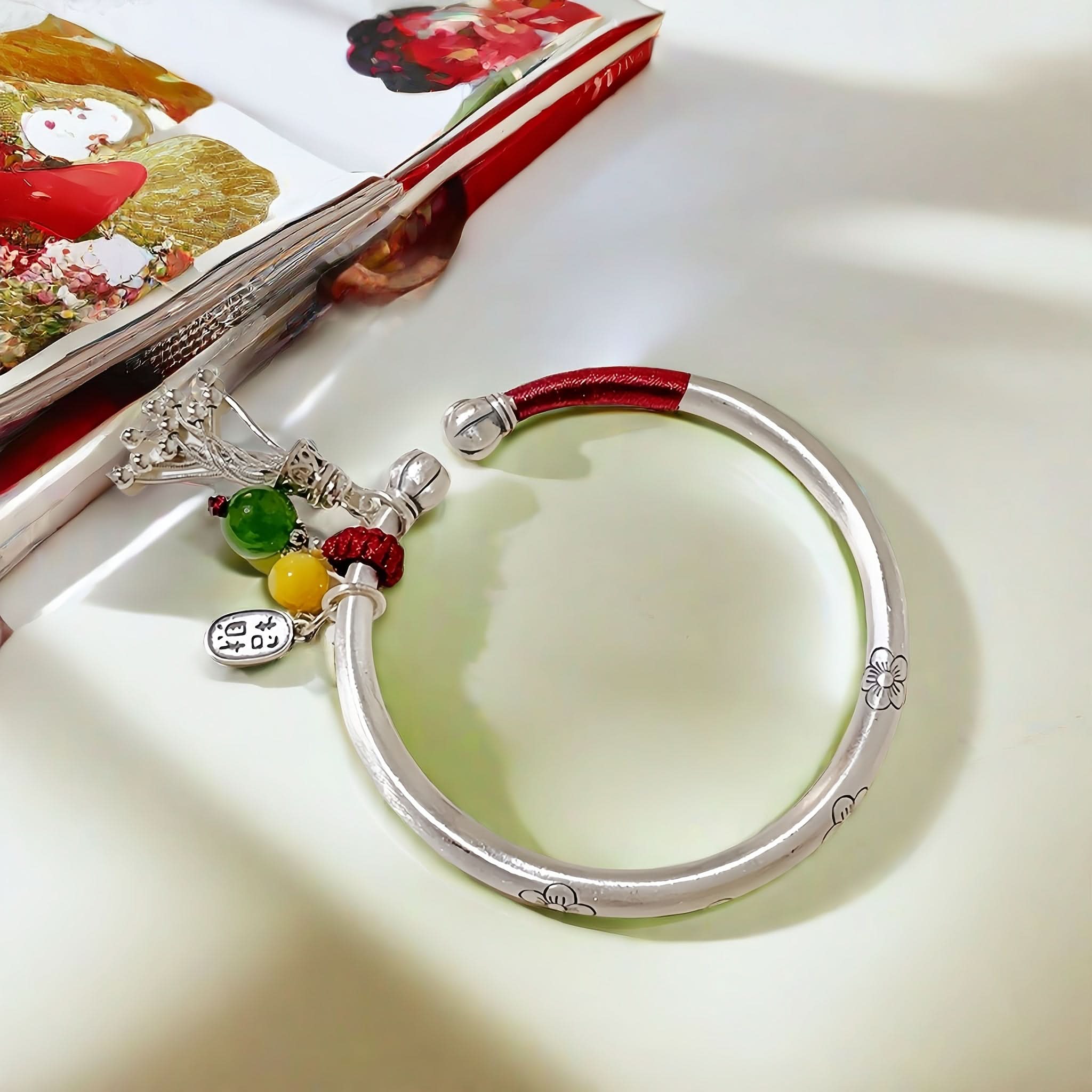 Vintage 999 Silver Adjustable Bracelet for Women