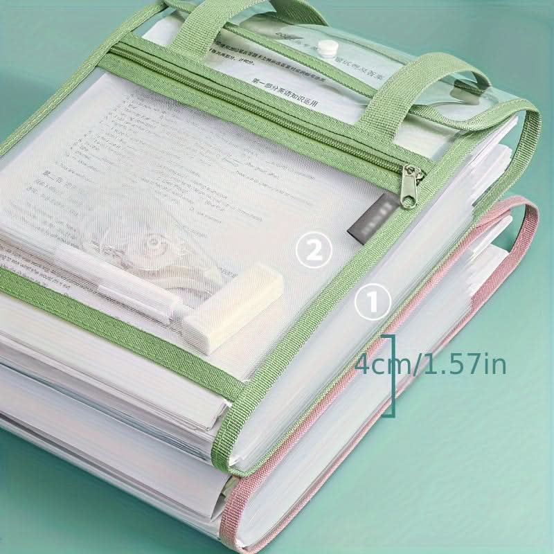 4-Piece Desktop Vertical File Organizer, A4 Expanding Storage with Labels