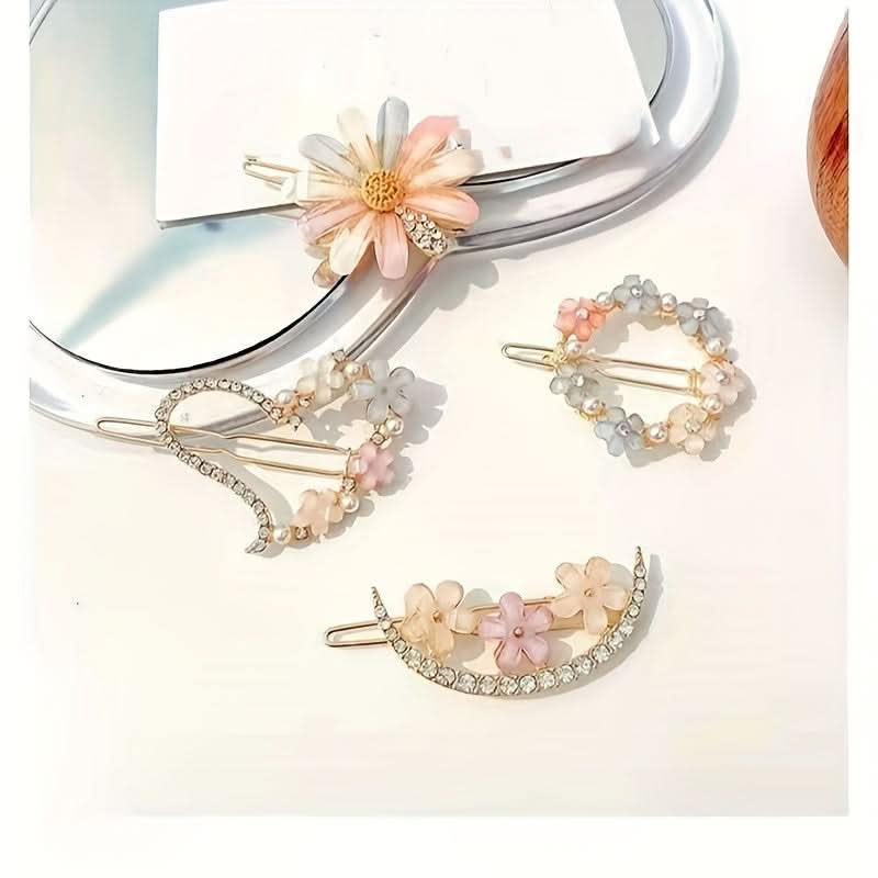 4-Piece Floral Hair Clip Set – Elegant Accessories