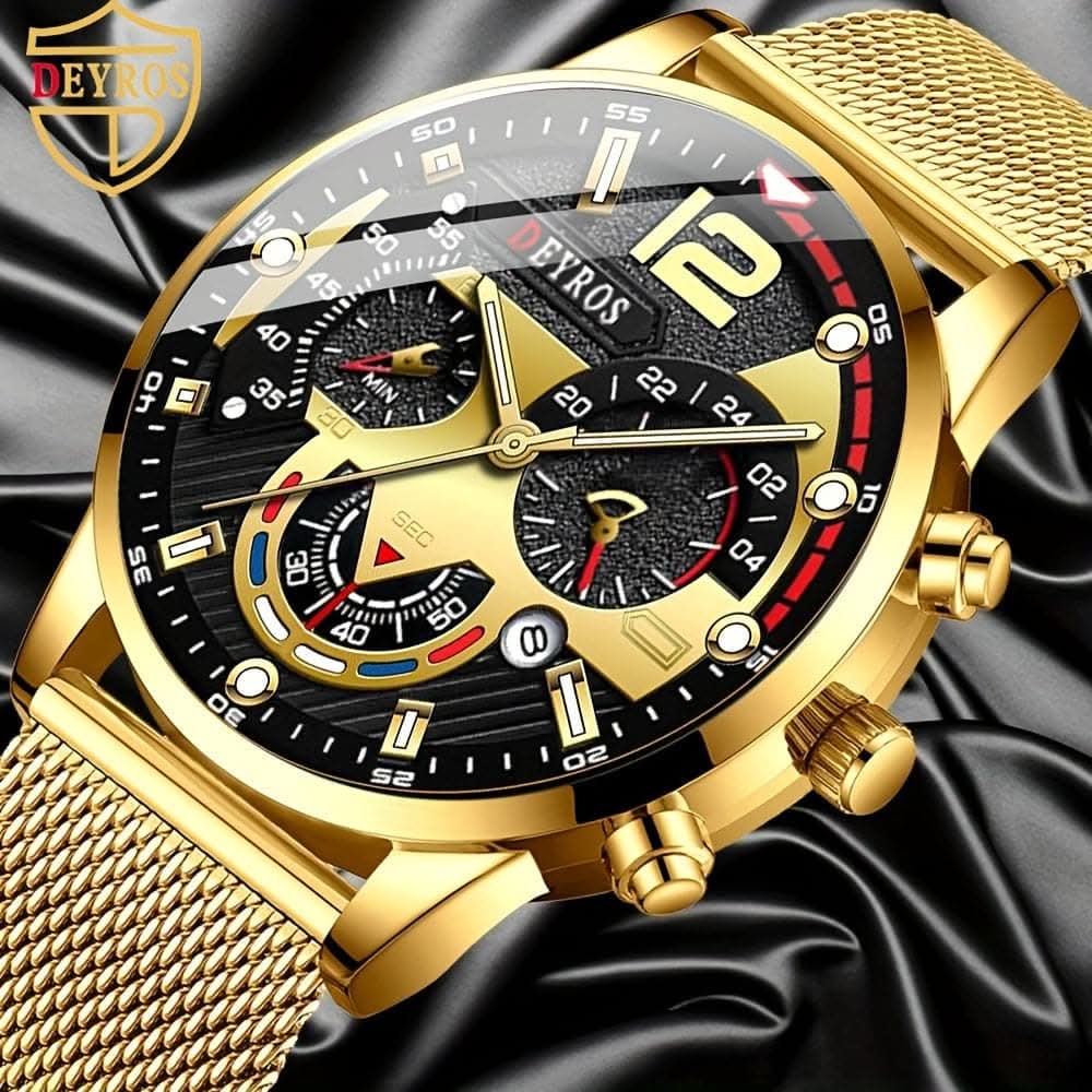 Men's Calendar Quartz Watch – Fashion Business Mesh Strap