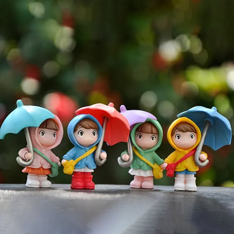 4-Piece Cute Umbrella Girl Car Center Console Decor Set