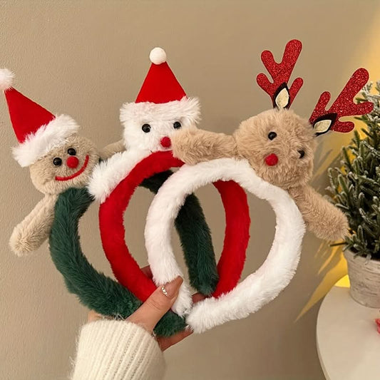 Pack of 3 pcs. Cute Plush Reindeer Christmas Headbands