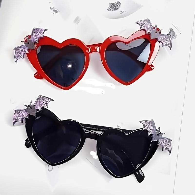 Peach Heart Bat Sunglasses for Women - Halloween Party Eyewear