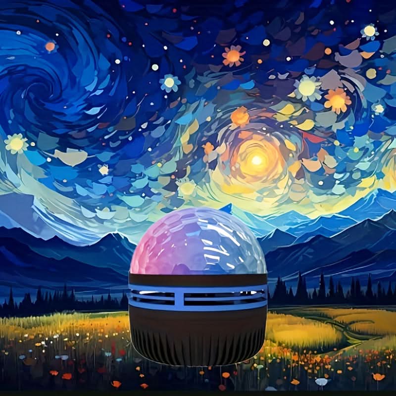 USB Galaxy Projector – Starry Sky & Ocean Wave Night Light, 7 Color Patterns