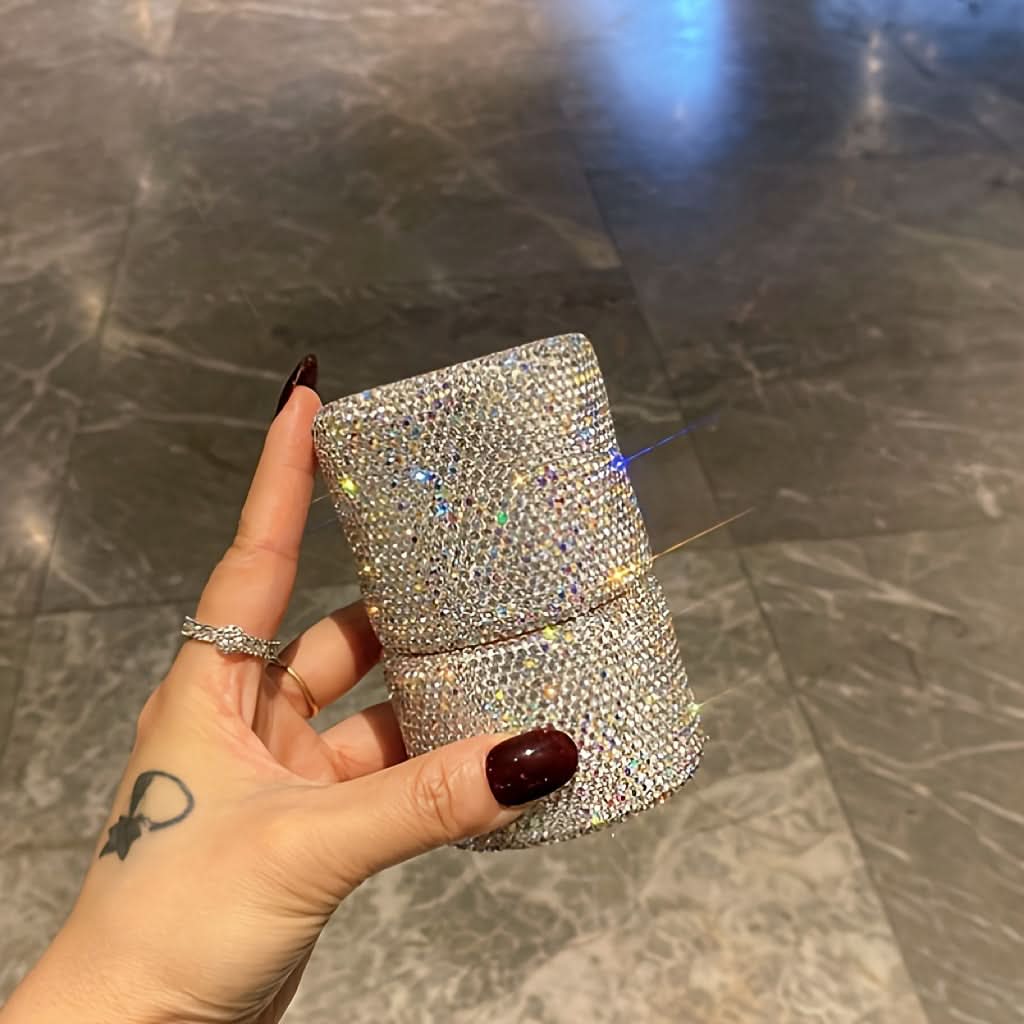 Portable Makeup Brush Set with Glitter Storage Bucket