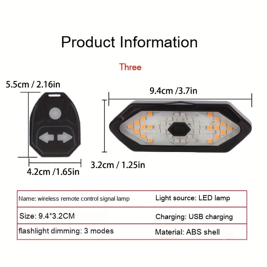 USB Rechargeable LED Bicycle Turn Signal Light