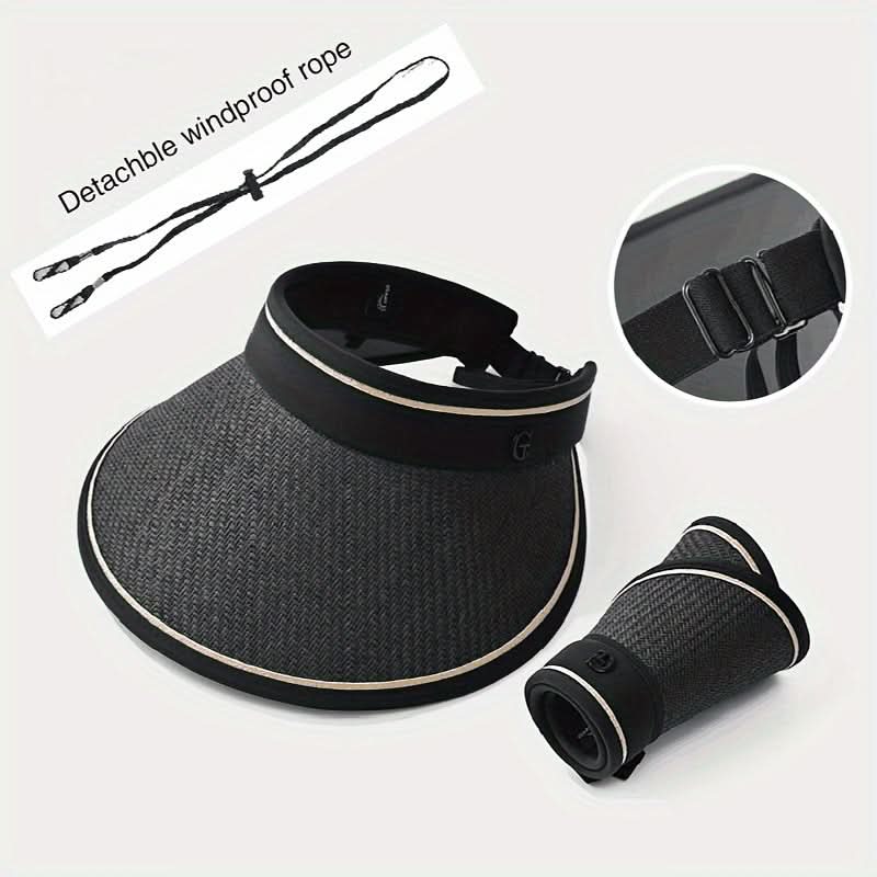 1-2pcs Summer Women's Sun Hat with Detachable Windproof Rope