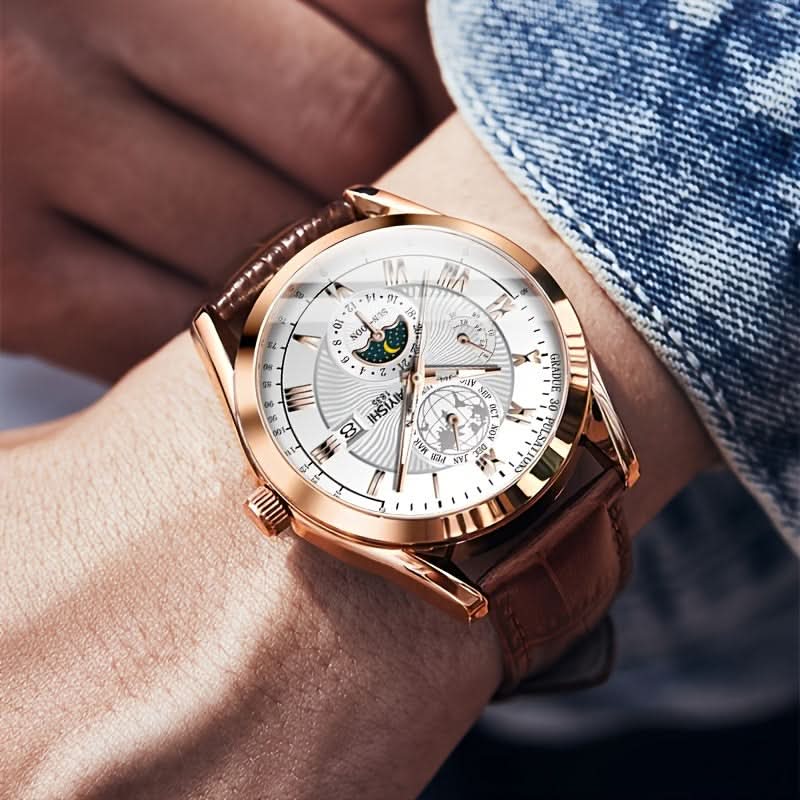 AIYISHI Men's Business Sports Luminous Quartz Watch, Calendar Feature