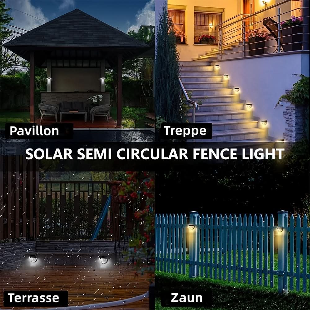 Solar LED Fence Lights Waterproof Outdoor Wall Lamps - 4-pieces