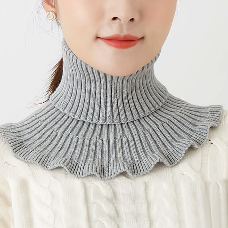 Winter Women's Coldproof Knitted Neck Scarf – Red Fake Collar
