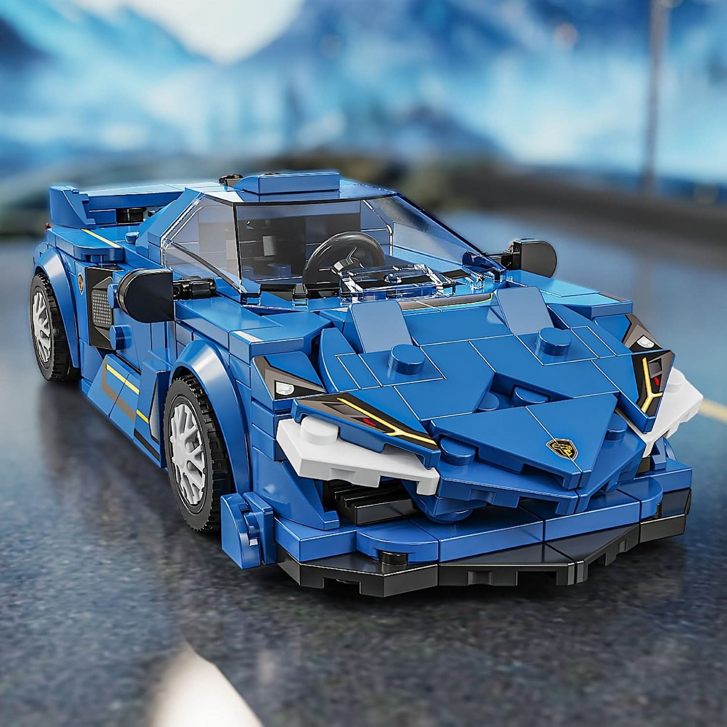 303-Piece Blue Sports Car Building Set with Display Case
