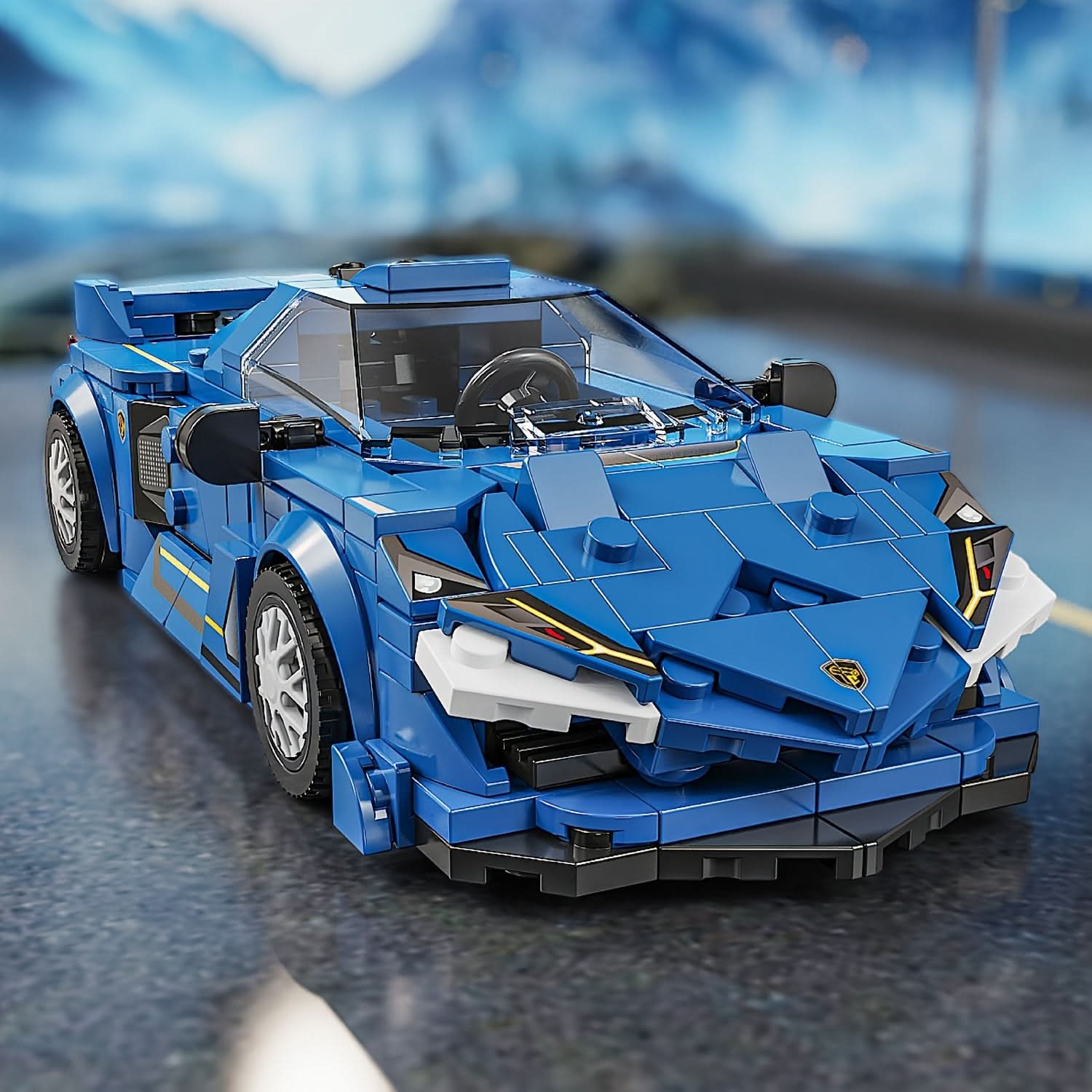 303-Piece Blue Sports Car Building Set with Display Case