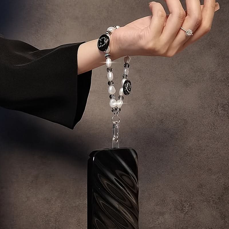 Bear Pearl Bead Phone Chain Bracelet Keychain