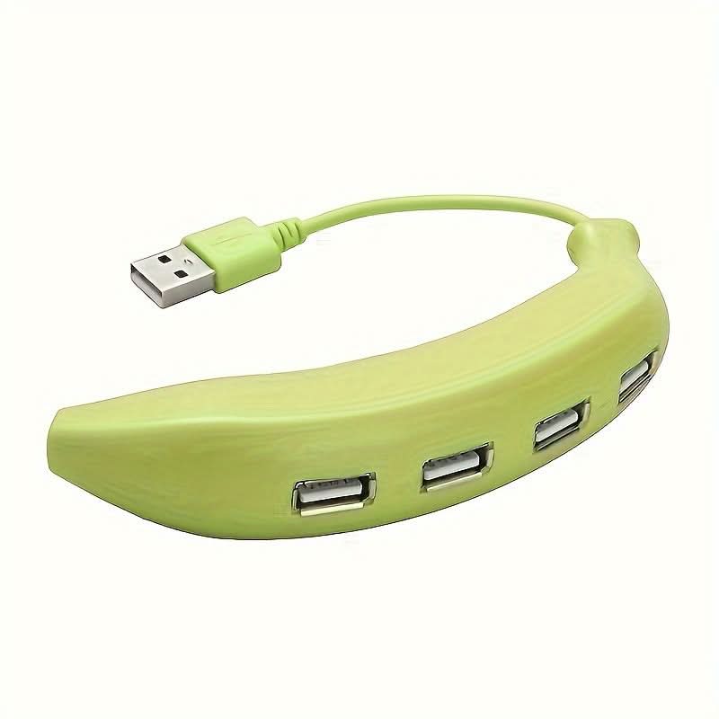 Banana-Shaped 4-Port USB 2.0 Hub – Portable, User-Friendly USB Expansion