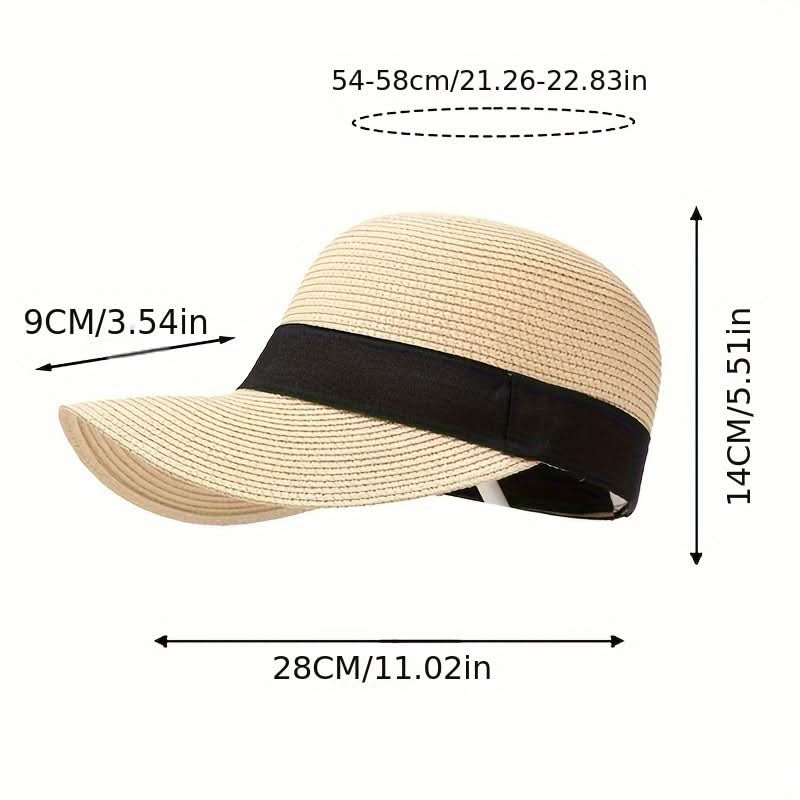 Women's Straw Sun Visor Hat – Wide Brim, UV Protection, Breathable & Stylish