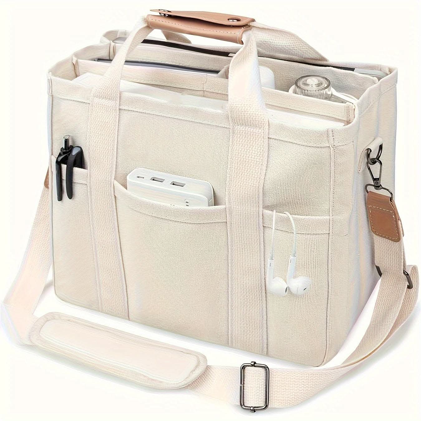 Large Capacity Multi Pocket Shoulder Bag With Durable Handle