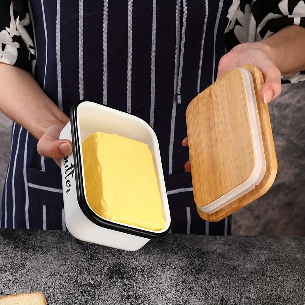 Elegant Stainless Steel Butter Dish with Sealed Lid & Multipurpose Knife