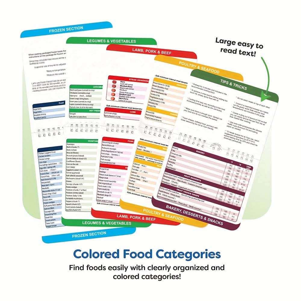 1pc Air Fryer Cheat Sheet Magnet - Cooking Times Chart & Guide