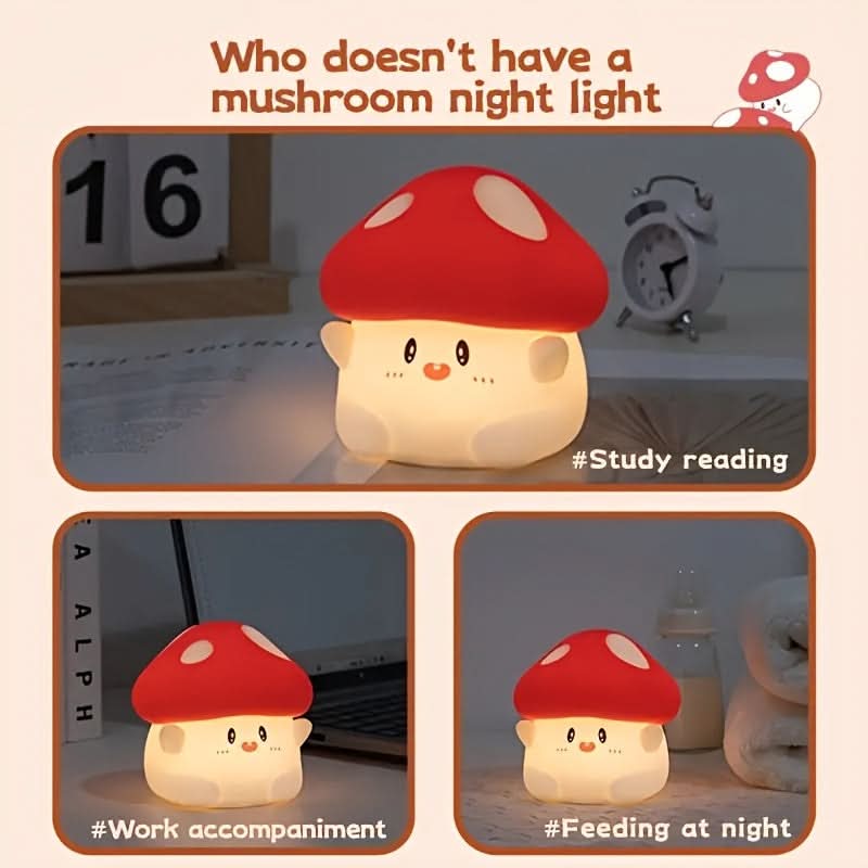 Mushroom Cartoon Night Light, USB Powered