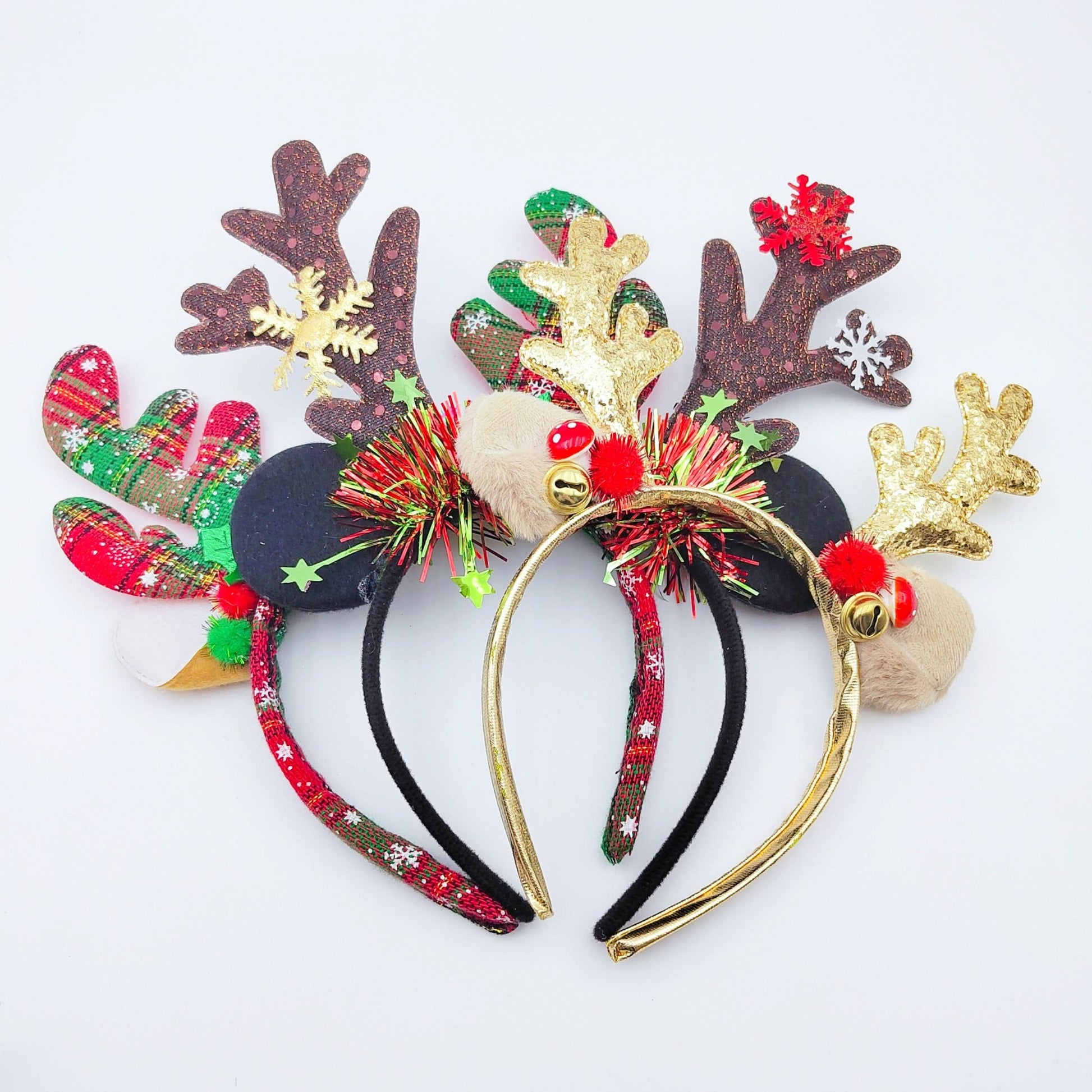 4-Pack Christmas Reindeer Antler Headbands for Parties