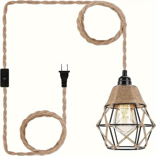 11.5ft Rustic Hemp Rope Pendant Light