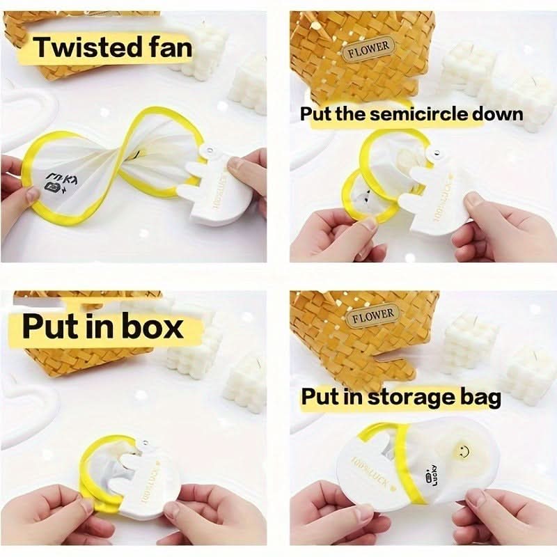 2pcs Cute Cartoon Face Handheld Fans – Portable Foldable Plastic Fan