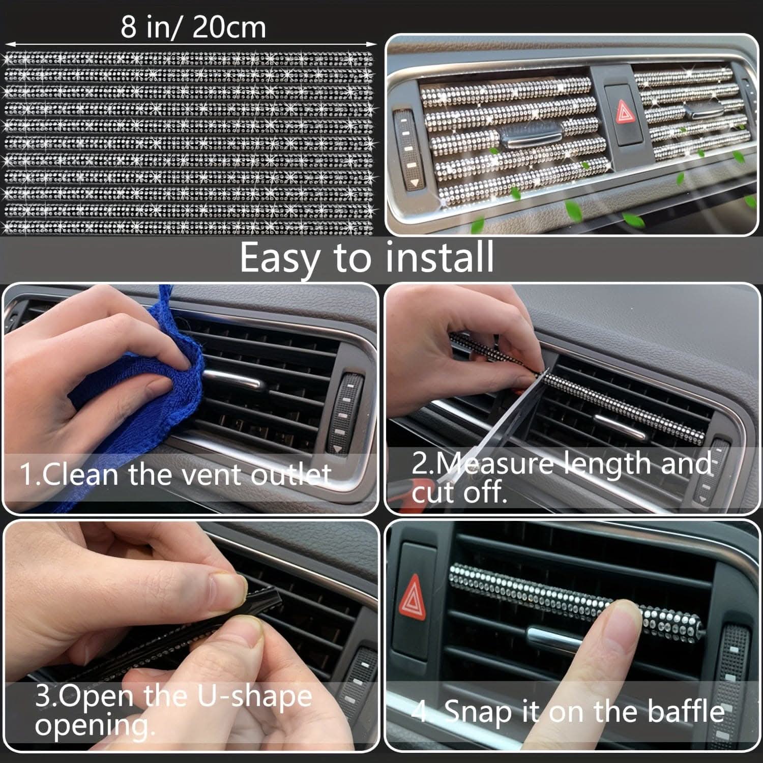 Bling Car Interior Accessories Set – 27 Pcs, Universal Fit