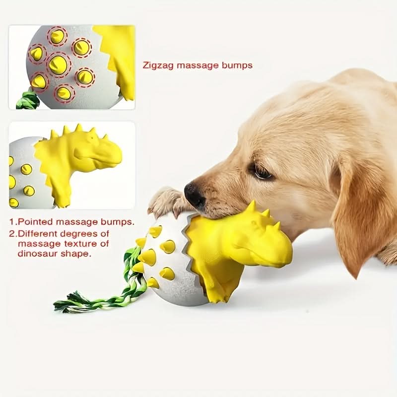 Dinosaur Egg-Shaped Dog Chew Toy – Durable Rubber Dental Toothbrush
