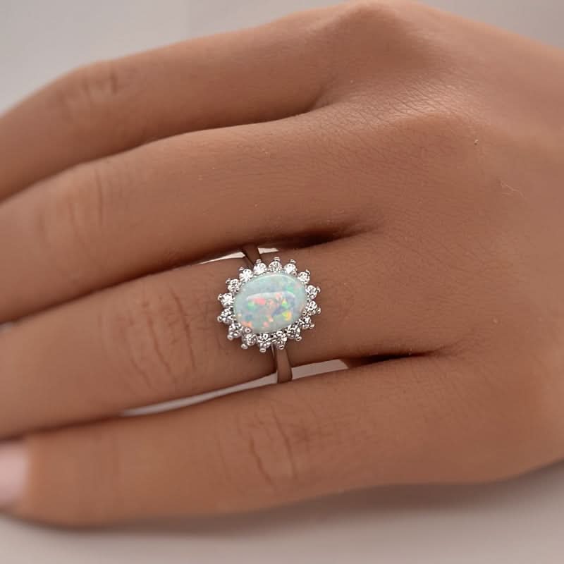 Exquisite Oval-Cut Sunflower Statement Ring