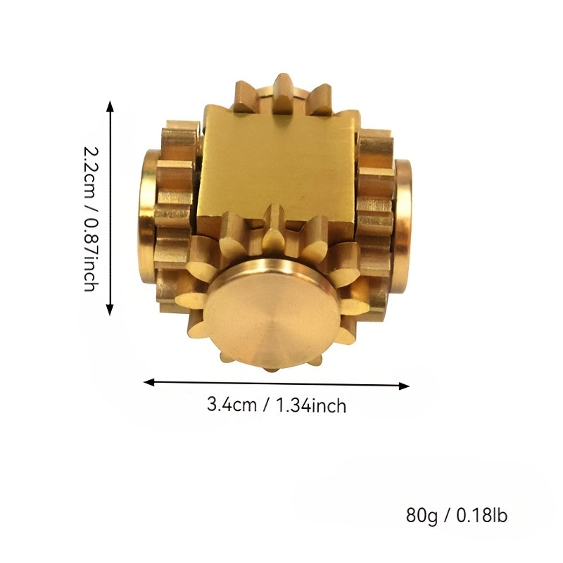 Metal Gear Fidget Spinner for Adults – Golden Four-Tooth Rubik’s Cube Decompression Toy