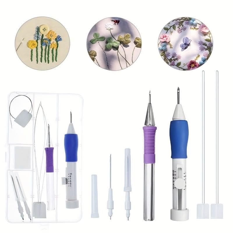 Floral Embroidery Craft Kit with Poke Needle
