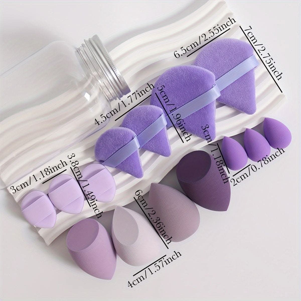 14pc Velvet Makeup Sponge Set with Storage Jar
