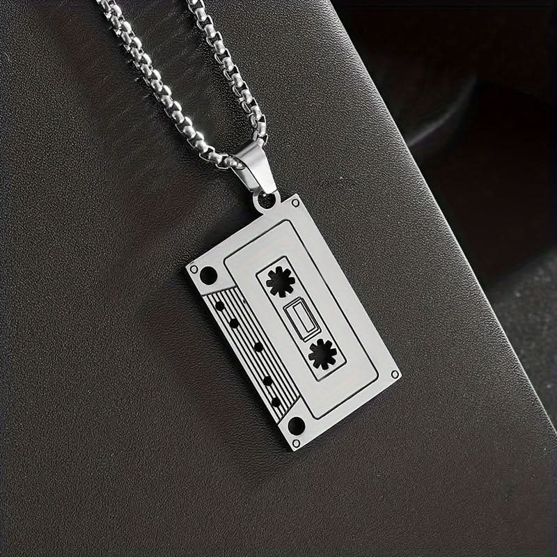 Retro Cassette Tape Pendant Necklace Set